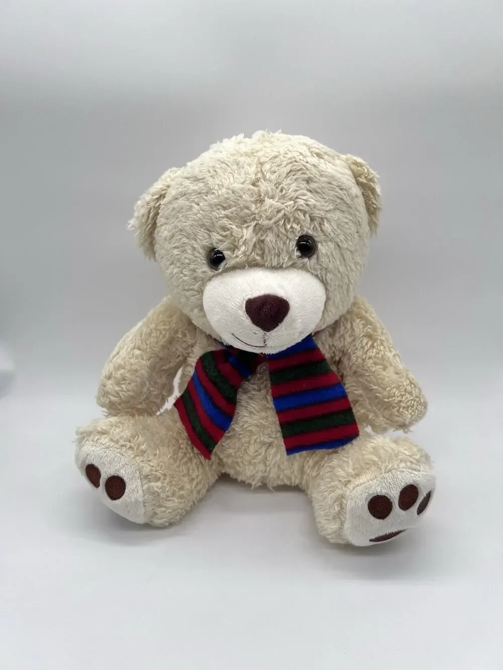 Go! Games Frankie Striped Scarf Teddy Bear Plush Stuffed Animal Toy 10”